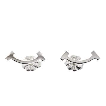 Pre Owned Tiffany & Co. T Smile Silver Stud Earrings