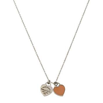 Pre Owned Tiffany & Co. Return to Tiffany Mini Double Heart Tag Pendant Chain Necklace