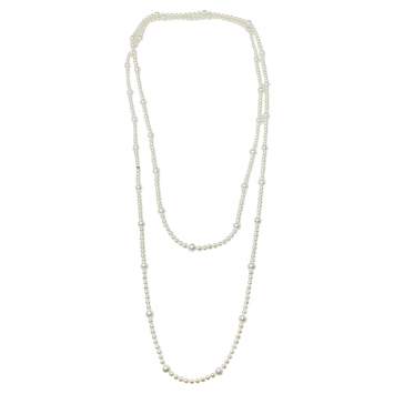 Pre Owned Tiffany & Co. Cream Pearl Sterling Silver Long Necklace