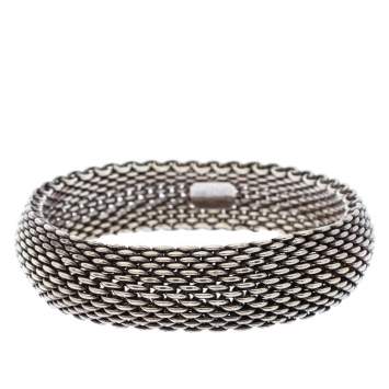 Pre Owned Tiffany & Co. Somerset Silver Mesh Bangle Bracelet