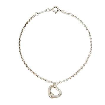 Pre Owned Tiffany & Co. Elsa Peretti Open Heart Sterling Silver Bracelet