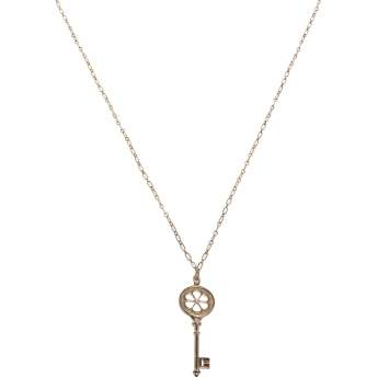 Pre Owned Tiffany & Co. Sterling Silver/Diamond Blossom Large Key Pendant Necklace