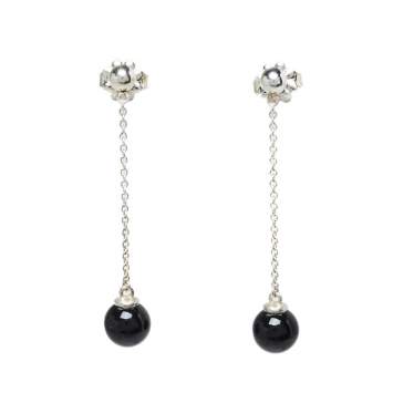 Pre Owned Tiffany & Co. Sterling Silver Black Onyx Drop Earrings