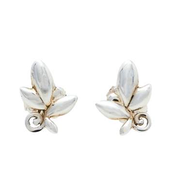 Pre Owned Tiffany & Co. Paloma Picasso® Olive Leaf Silver Stud Earrings