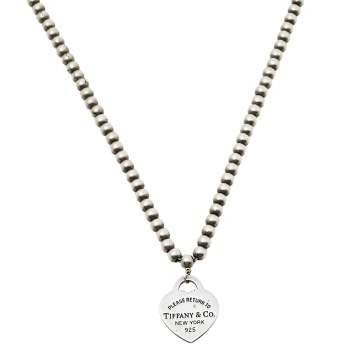 Pre Owned Tiffany & Co. Sterling Silver Return To Tiffany Heart Pendant Bead Necklace