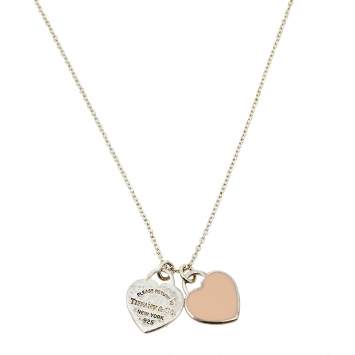 Pre Owned Tiffany & Co. Return to Tiffany Mini Double Heart Tag Silver Pendant Necklace