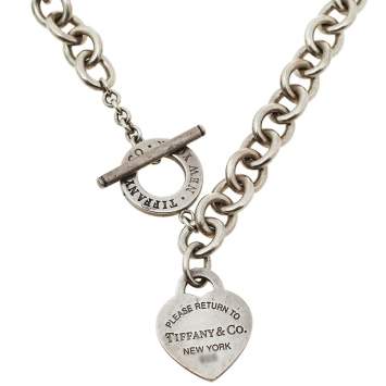 Pre Owned Tiffany & Co. Sterling Silver Return To Tiffany Heart Tag Toggle Necklace