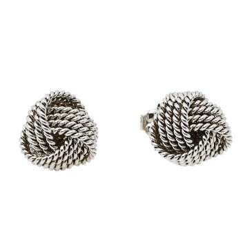 Pre Owned Tiffany & Co. Tiffany Twist Knot Silver Stud Earrings