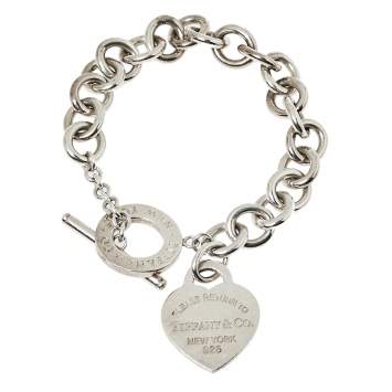 Pre Owned Tiffany & Co. Return To Tiffany Sterling Silver Heart Tag Toggle Bracelet