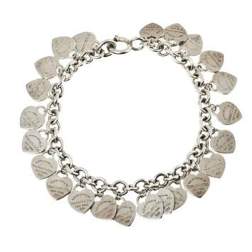 Pre Owned Tiffany & Co. Sterling Silver Multi Mini Heart Tags Bracelet