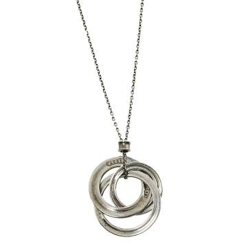 Pre Owned Tiffany & Co. Sterling Silver 1837 Interlocking Circles Pendant Necklace