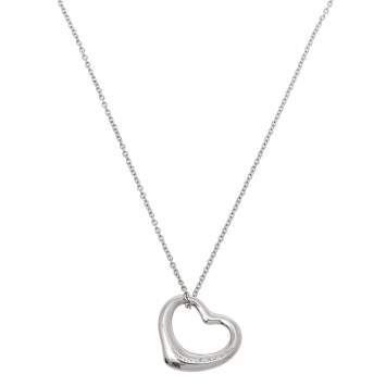 Pre Owned Tiffany & Co. Elsa Peretti Sterling Silver Open Heart Pendant Necklace