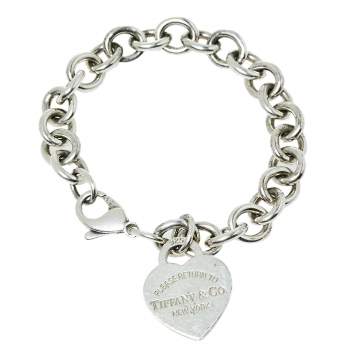 Pre Owned Tiffany & Co. Return to Tiffany Heart Tag Sterling Silver Charm Bracelet 