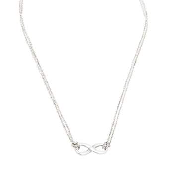 Pre Owned Tiffany & Co. Infinity Sterling Silver Double Strand Pendant Necklace