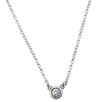 Pre Owned Tiffany & Co. Elsa Peretti Diamond By The Yard Sterling Silver Diamond Pendant Necklace