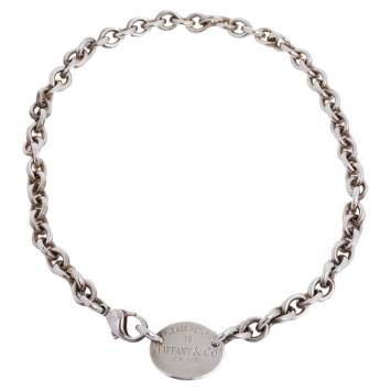 Pre Owned Tiffany & Co. Return to Tiffany Oval Tag Choker Necklace