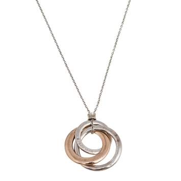 Pre Owned Tiffany & Co. Tiffany 1837 Interlocking Circles Rubedo and Silver Pendant Necklace