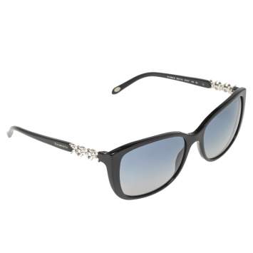 Pre Owned Tiffany & Co. Black/Blue Acetate TF 4090-B Crystal Embellished Gradient Sunglasses