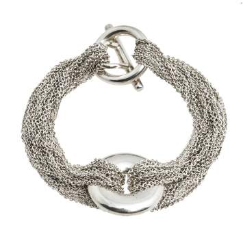 Pre Owned TIFFANY & CO. Mesh Circle Sterling Silver Toggle Bracelet