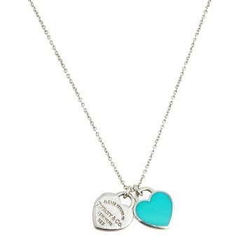 Pre Owned Tiffany & Co. Return To Tiffany Blue Double Heart Tag Pendant Necklace