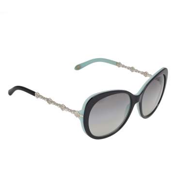 Pre Owned Tiffany & Co. Black/Grey Gradient TF 4053-B Crystal Cat Eye Sunglasses