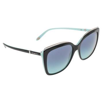 Pre Owned Tiffany & Co. Black/ Blue Gradient TF4135-B Crystal Detail Square Sunglasses