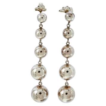 Pre Owned Tiffany & Co. Sterling Silver Graduated Bead Drop Earrings
