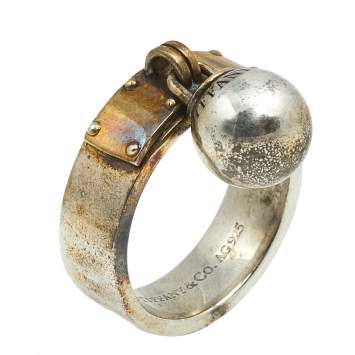 Pre Owned Tiffany & Co. HardWear Ball Sterling Silver Dangle Ring Size 57
