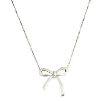Pre Owned Tiffany & Co. Sterling Silver Bow Pendant Necklace