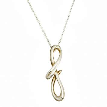 Pre Owned Tiffany & Co. Elsa Peretti Alphabet F Silver Pendant Necklace.