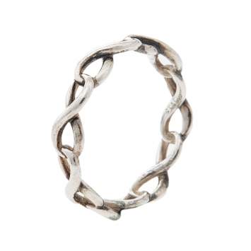 Pre Owned Tiffany & Co. Sterling Silver Narrow Infinity Band Ring Size EU 49