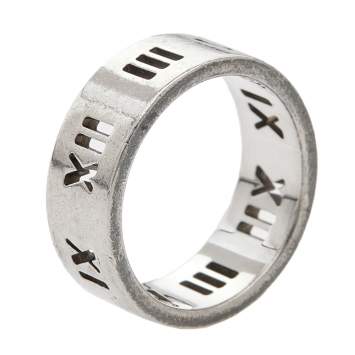Pre Owned Tiffany & Co. Sterling Silver Atlas Pierced Band Ring EU 59
