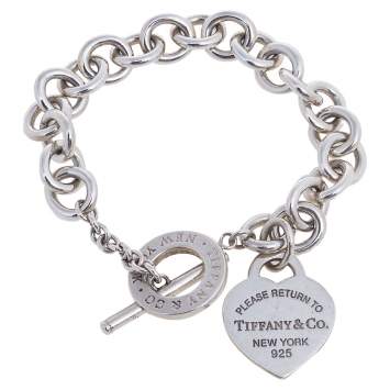 Pre Owned Tiffany & Co. Return to Tiffany Heart Tag Silver Toggle Charm Bracelet