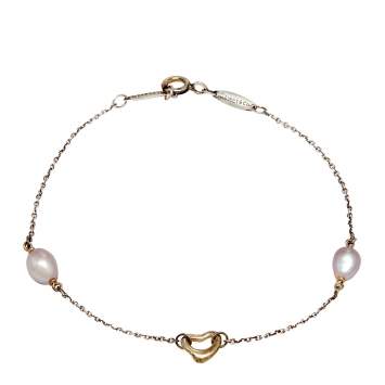Pre Owned Tiffany & Co. Elsa Peretti Pearls by the Yard Open Heart Bracelet 