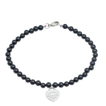 Pre Owned Tiffany & Co. Return to Tiffany & Co. Onyx and Silver Bracelet 