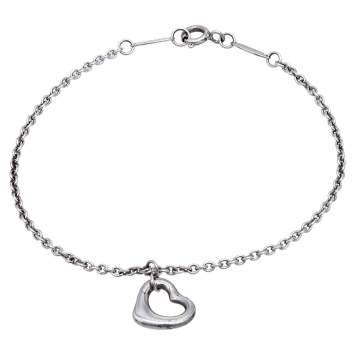 Pre Owned Tiffany & Co. Elsa Peretti Open Heart Silver Charm Bracelet