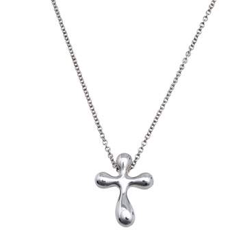 Pre Owned Tiffany & Co. Elsa Peretti Cross Silver Pendant Necklace.