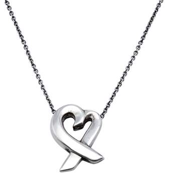 Pre Owned Tiffany & Co. Palamo Picasso Heart Pendant Silver Chain Necklace