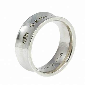 Pre Owned Tiffany & Co. Tiffany 1837 Sterling Silver Band Ring Size 50