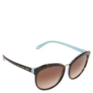 Pre Owned Tiffany & Co. Brown Havana/Brown Gradient TF4146 Oval Sunglasses