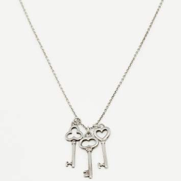 Pre Owned Tiffany & Co. Tiffany Keys Sterling Silver Triple Key Pendant Necklace