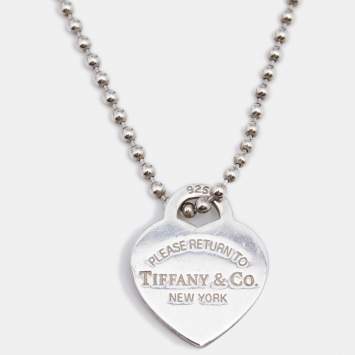 Pre Owned Tiffany & Co. Sterling Silver Return To Tiffany Heart Tag Pendant Necklace