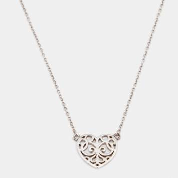 Pre Owned Tiffany & Co. Enchant Mini Heart Silver Pendant Necklace