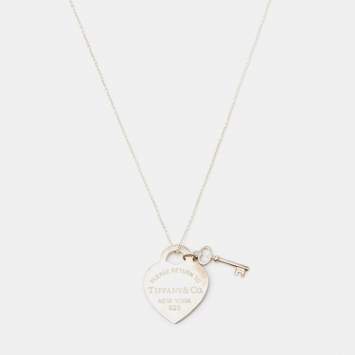 Pre Owned Tiffany & Co. Return To Tiffany Heart Tag with Key Silver Pendant Necklace