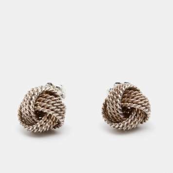 Pre Owned Tiffany & Co. Tiffany Twist Knot Sterling Silver Stud Earrings