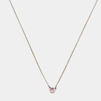 Pre Owned Tiffany & Co. Elsa Peretti Color by the Yard Pink Sapphire Sterling Silver Chain Necklace