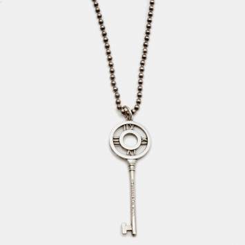 Pre Owned Tiffany & Co. Atlas Key Sterling Silver Pendant Necklace