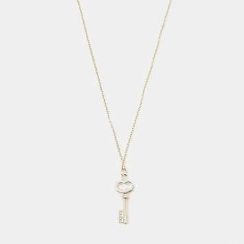 Pre Owned Tiffany & Co. Oval Mini Key Sterling Silver Pendant Necklace