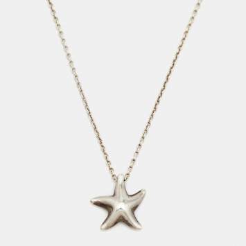 Pre Owned Tiffany & Co. Elsa Peretti Starfish Sterling Silver Pendant Necklace