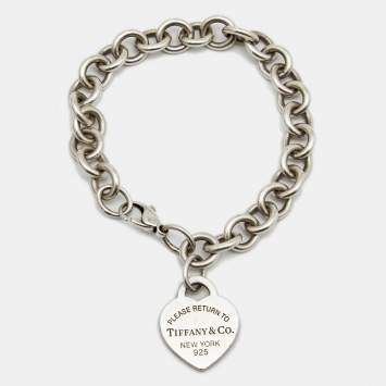 Pre Owned Tiffany & Co. Return to Tiffany Heart Tag Sterling Silver Charm Bracelet